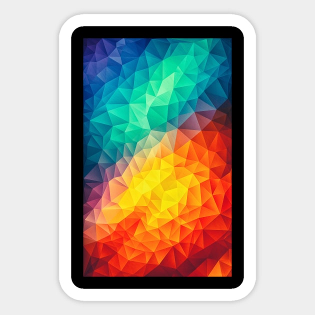 Abstract Polygon Multi Color Cubism Low Poly Triangle Design Sticker by badbugs